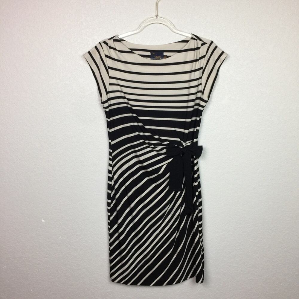 JUST TAYLOR Striped Fitted Dress w/Tie Waist Sz 10